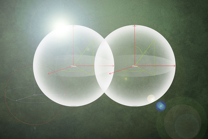 2 spheres representing quantum processors